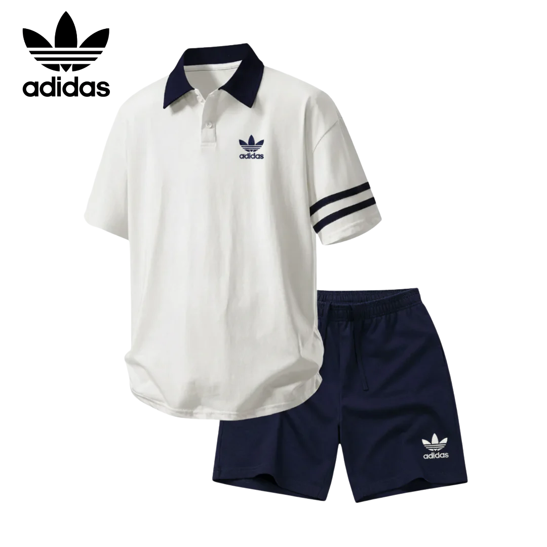 AD® Retro Contrast Collar Polo & Shorts Set