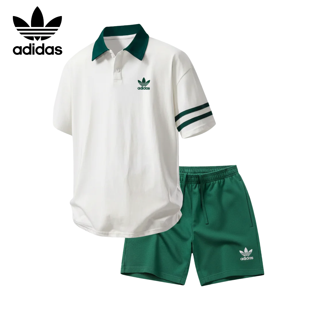 AD® Retro Contrast Collar Polo & Shorts Set - Image 2
