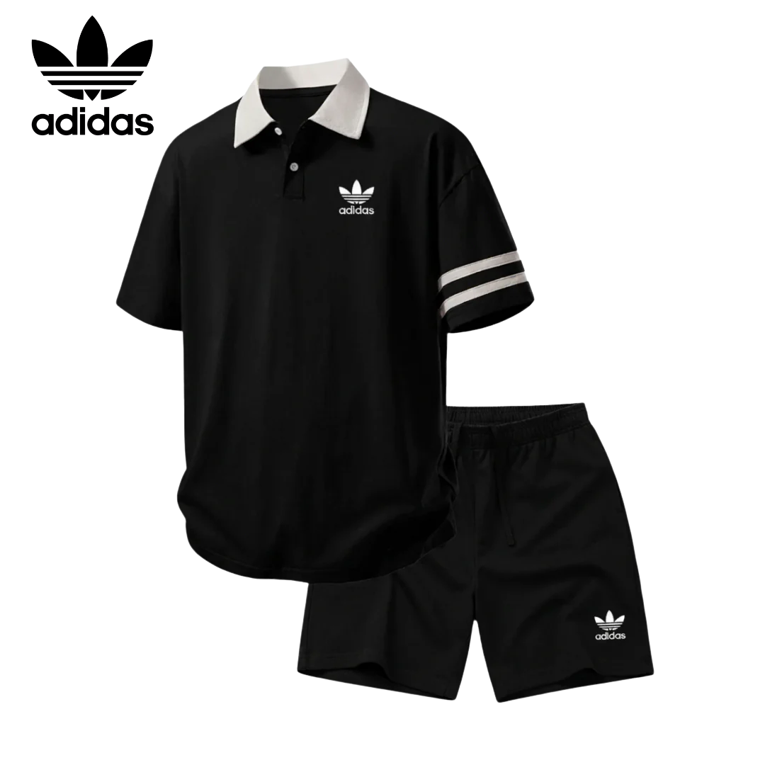 AD® Retro Contrast Collar Polo & Shorts Set - Image 3